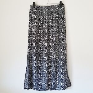 Old Navy Pull On Black White Graphic Maxi Skirt M